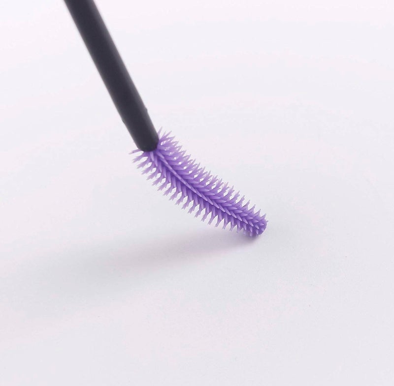 BIHRTC Pack of 100 One-Off Disposable Silicone Eyelash Mascara Brushes Wands Applicator Eyebrow Brush Makeup Tool Kit Set (Tower Shape - Black+Purple) - Image 4